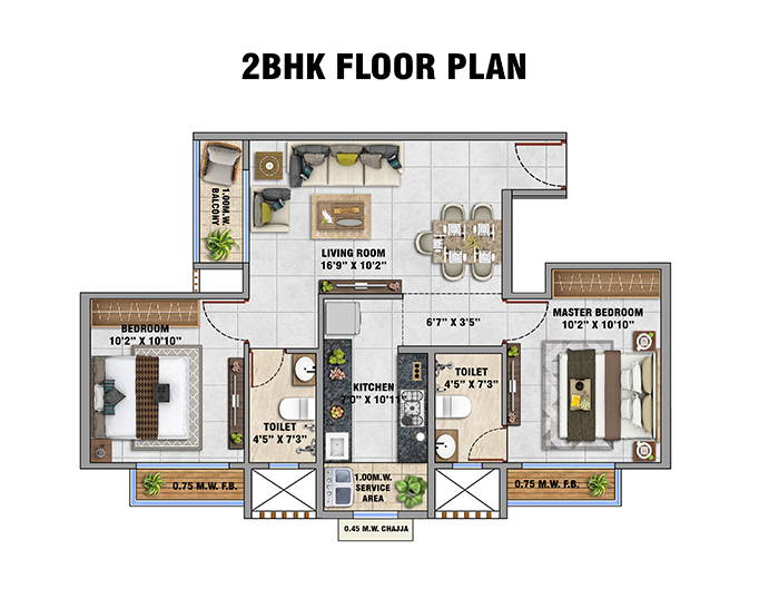 24k Sereno Baner Floor Plan - 3 BHK